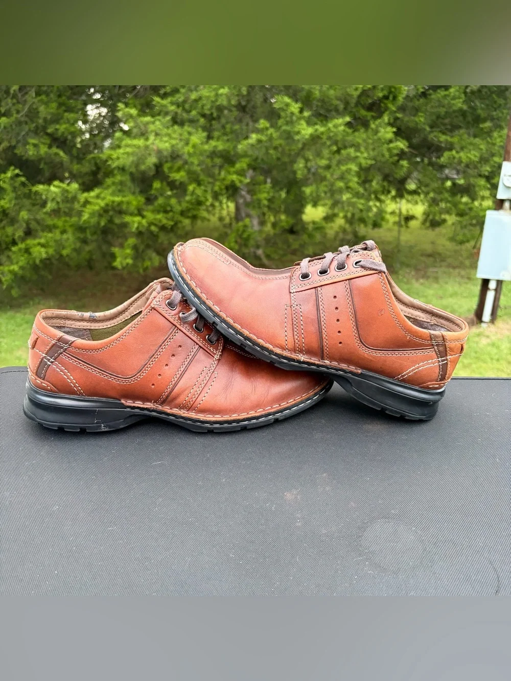 Clarks Active Air Men's Size 10 Two Tone Brown Leather Casual Oxford Sneakers